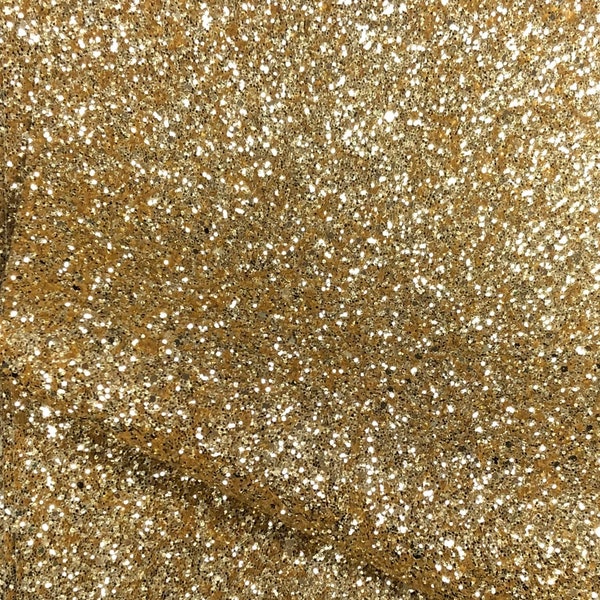 Glitter Faux Leather - Light Gold | Chunky Glitter Sheet | Hair Bow Fabric | Earring Faux Leather | Glitter Fabric | Light Gold