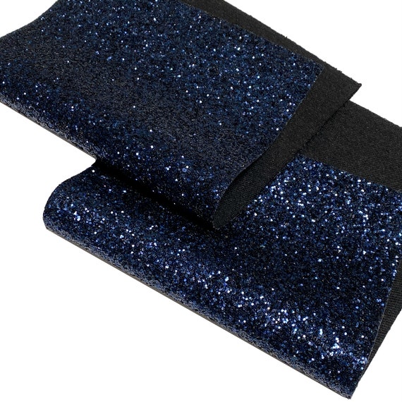 Chunky Glitter 2 pieces 4x6 ROYAL Blue Metallic Fabric applied to Leather  THICK 6 oz/2.4mm PeggySueAlso® E4355-09