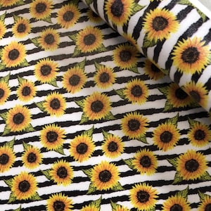 Marine Vinyl Sheet - Sunflower Stripes | Faux Leather Sheet | Earring Material | Hair Bow Fabric | Keychain Faux Leather