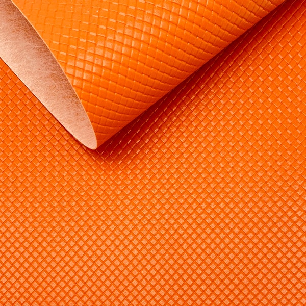 Faux Leather - Orange - Embossed Faux Leather | Faux Leather Sheet | Earring Material | Hair Bow Fabric | Keychain Faux Leather