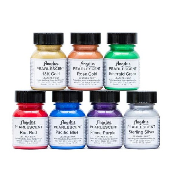Angelus Pearlescent Acrylic Leather Paint Riot Red / 1oz or 4oz Bottle /  Metallic Leather Paint 