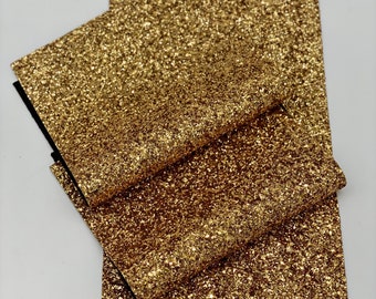 Glitter Faux Leather - Gold | Chunky Glitter Sheet | Hair Bow Fabric | Earring Faux Leather | Glitter Fabric | Dark Gold