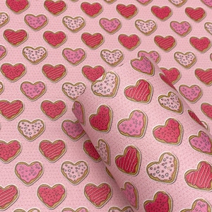 Marine Vinyl Sheet - Heart Sugar Cookies Faux Leather | Faux Leather Sheet | Earring Material | Hair Bow Fabric | Keychain Faux Leather