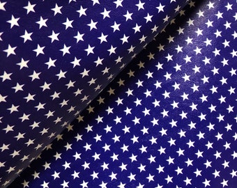 Marine Vinyl Sheet - Navy & Stars Faux Leather | Faux Leather Sheet | Earring Material | Hair Bow Fabric | Keychain Faux Leather | Patriotic