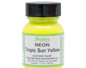 Angelus Neon Acrylic Leather Paint - Tropic Sun Yellow 1oz bottle