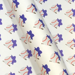 Faux Leather - Baseball With a Bow Faux Leather | Faux Leather Sheet | Earring Material | Hair Bow Fabric | Keychain Faux Leather