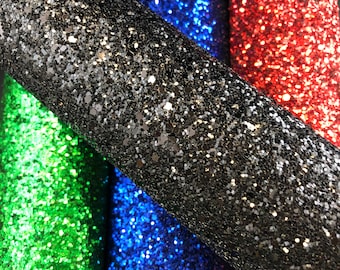 Glitter Faux Leather - Choose Color | Chunky Glitter Sheet | Hair Bow Fabric | Earring Faux Leather | Glitter Fabric | Various Colors