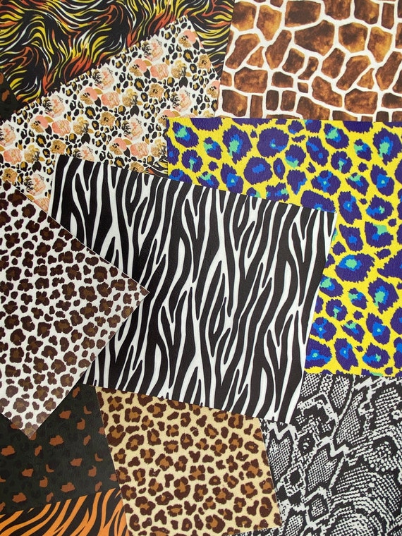 Animal Print Marine Vinyl Faux Leather Fabric Remnants Faux