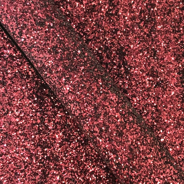 Glitter Faux Leather - Burgundy | Chunky Glitter Sheet | Hair Bow Fabric | Earring Faux Leather | Glitter Fabric