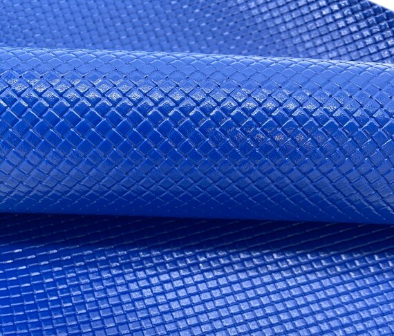 Embossed Royal Blue Faux Leather Sheet: DIY Craft Material