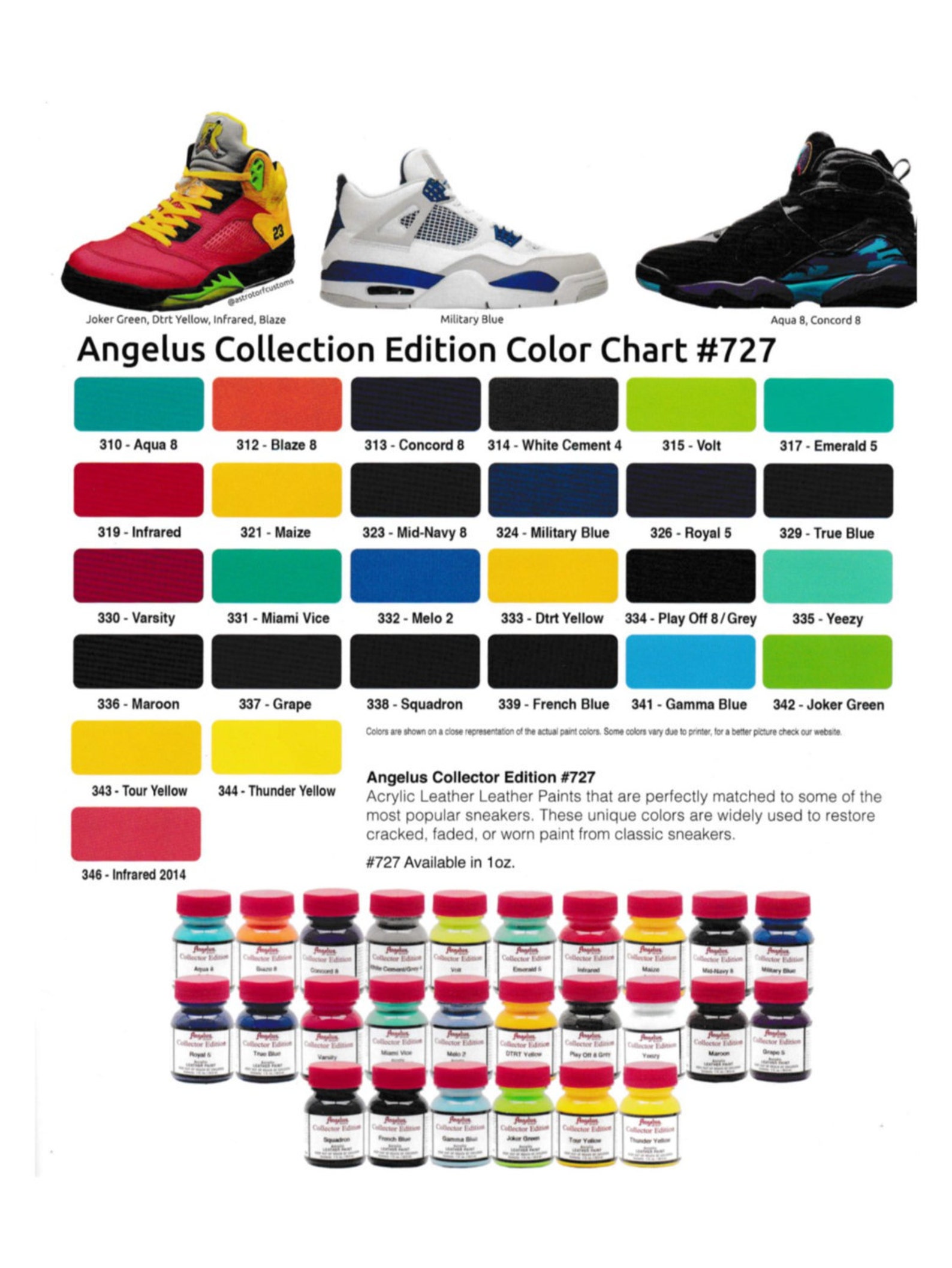 angelus paint colour chart