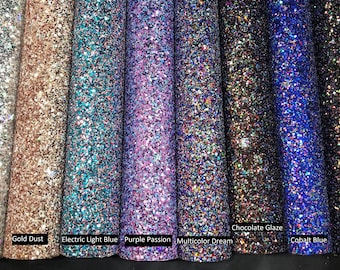 Glitter Faux Leather - Confetti Glitter - Choose Color | Chunky Glitter Sheet | Hair Bow Fabric | Earring Faux Leather | Glitter Fabric