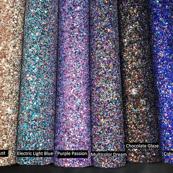 Glitter Faux Leather - Confetti Glitter - Choose Color | Chunky Glitter Sheet | Hair Bow Fabric | Earring Faux Leather | Glitter Fabric