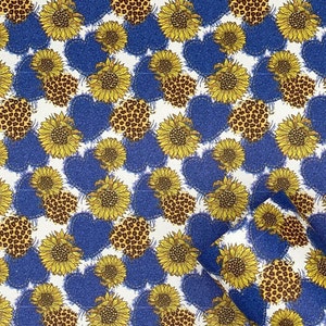 Marine Vinyl Yard - Denim Sunflower Printed Faux Leather / Earring Faux Leather / Hair Bow Faux Leather