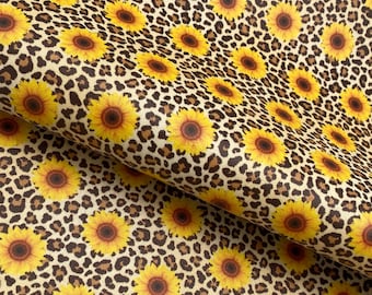 Marine Vinyl Sheet - Sunflower Leopard | Faux Leather Sheet | Earring Material | Hair Bow Fabric | Keychain Faux Leather