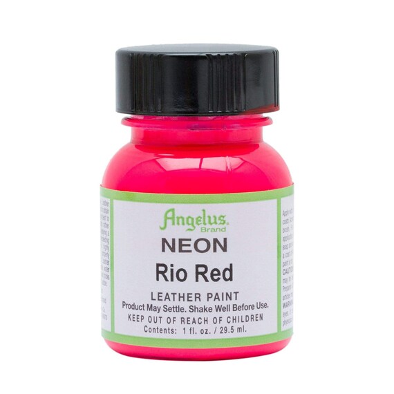 Angelus Neon Acrylic Leather Paint Rio Red 1oz Bottle Etsy