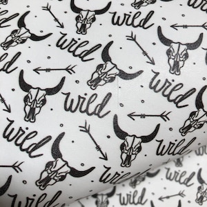 Printed Leather - Wild West Skull | Leather Panels | Earring Leather | Purse Leather | Inlay Leather | Chrome Free Leather