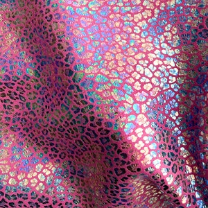 Iridescent Suede Leather - Pink Leopard | Oil Slick Leather | Leather For Purse | 3oz-3.5oz | 1.2mm-1.4mm