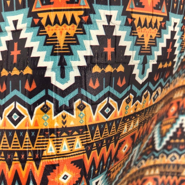 Printed Leather - Southwestern Aztec Printed Embossed Cowhide