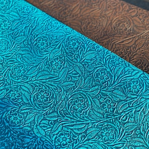 Floral Embossed Cowhide Suede Hides