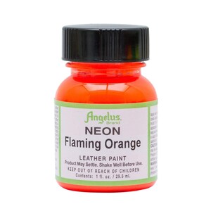 Angelus Neon Acrylic Leather Paint - Flaming Orange 1oz
