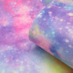 Marine Vinyl Sheet - Pastel Galaxy Faux Leather | Faux Leather Sheet | Earring Material | Hair Bow Fabric | Keychain Faux Leather