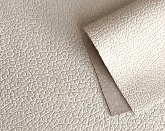 Cowhide Leather Panel in Cream - Large Pebble Grain | 12" x 12" Panel