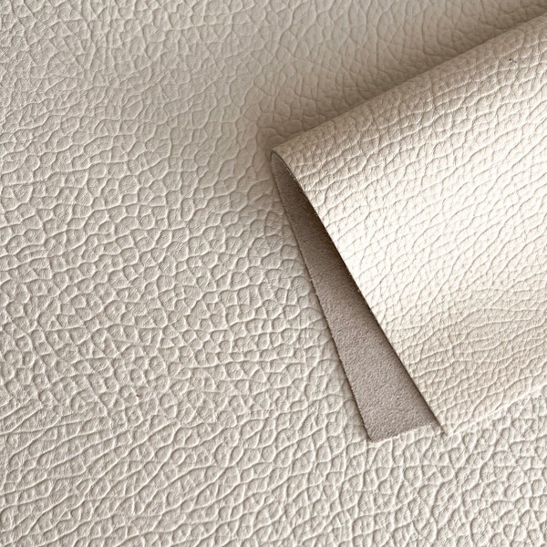 Cowhide Leather Panel in Cream - Large Pebble Grain | 12" x 12" Panel