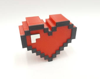 8-Bit Heart Box 3D Printed Proposal Wedding Ring Box or Ring Bearer Box