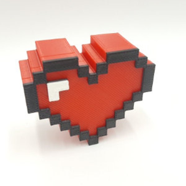 8-Bit Heart Box 3D Printed Proposal Wedding Ring Box or Ring Bearer Box