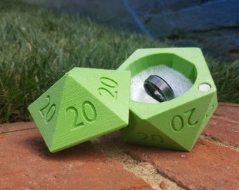 Caixa de anel D20: proposta de casamento em plástico ABS impressa em 3D