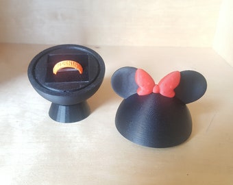 Minnie Mouse Ring Box 3D Printed Wedding Ring Box or Ring Bearer Box