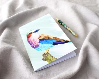 Handmade notebook with a beautiful bird illustration