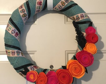 Day of the Dead Blue Wreath