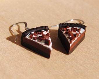 Whipped Cream Chocolate Cream Pie Thanksgiving Fall Earrings