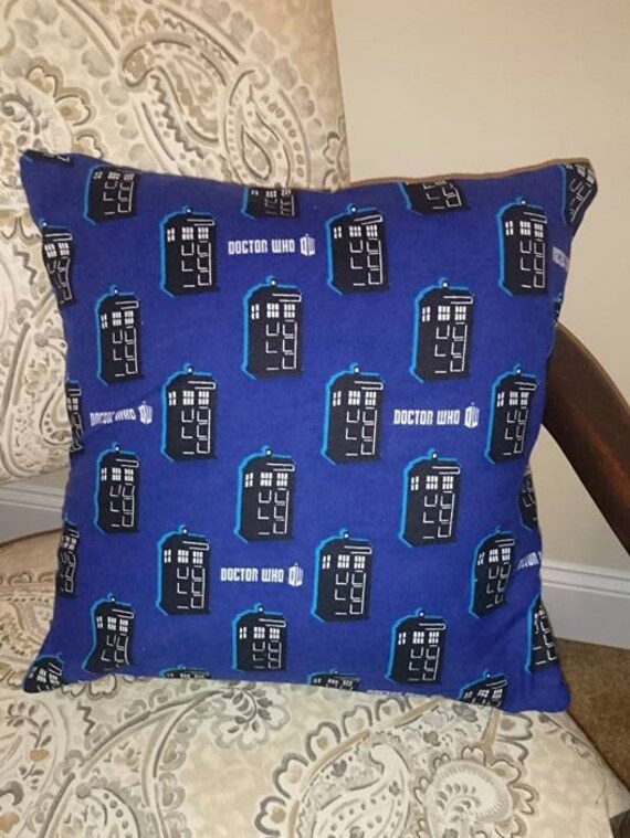 Decorative Throw Pillow Featuring Dr Who Tardis Flannel Fabric Etsy