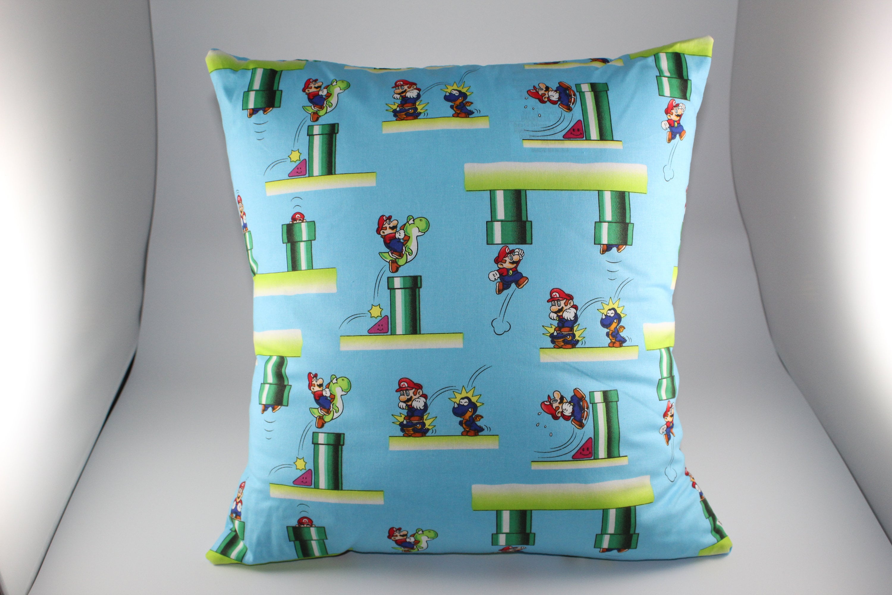 Decorative Throw Pillow Feat. Nintendo Mario and Luigi Fabric 16x16