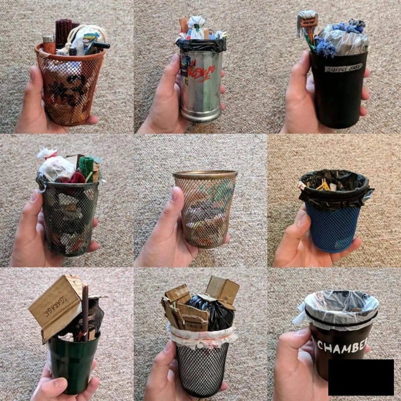 RANDOM Decorative Miniature TRASH CAN Etsy