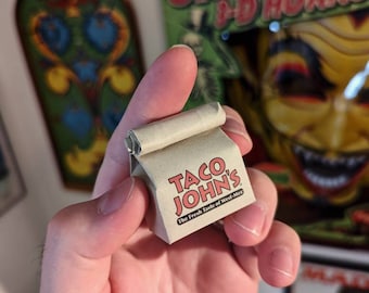 TACO JOHNS miniature bag (KEYCHAIN + ornament options)