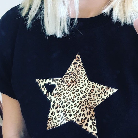 Leopard print star t shirt hot sale