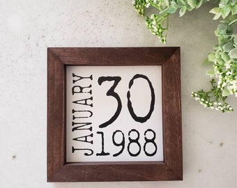 Date Block | Custom | Wall Hanging | Farmhouse | Vinyl Decal | Birthday Sign | Anniversary Date | Birth Date | Gift