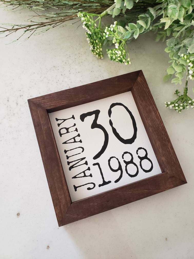 Personalized Date Block Sign – Farmhouse Anniversary or Birthday Gift ...
