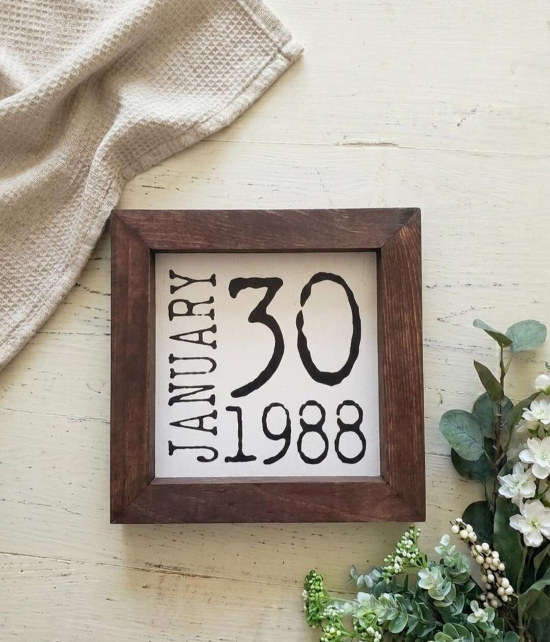 Personalized Date Block Sign – Farmhouse Anniversary or Birthday Gift ...
