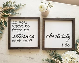 The Office Alliance Sign Set • Dwight Schrute Quote • Do You Want to Form an Alliance With Me • Wedding Gift • Wall Decor • Set of 2