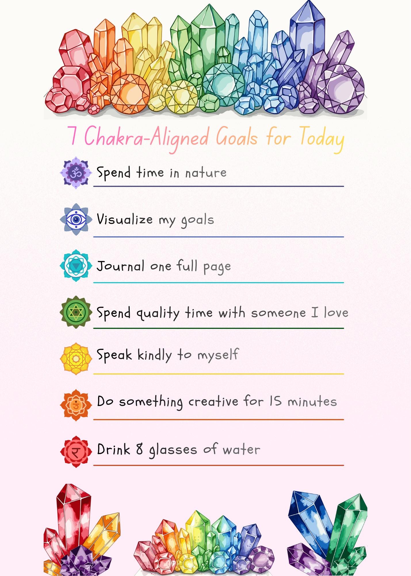 7 Chakra Aligned Goals Printable | Daily Intention List | Chakra ...