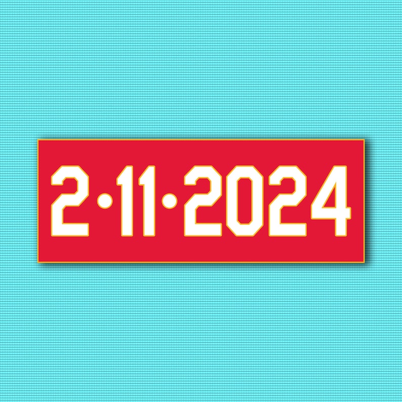 Puede incluir: Un letrero rectangular rojo con texto blanco que dice "2.11.2024" sobre un fondo azul con patr&oacute;n.