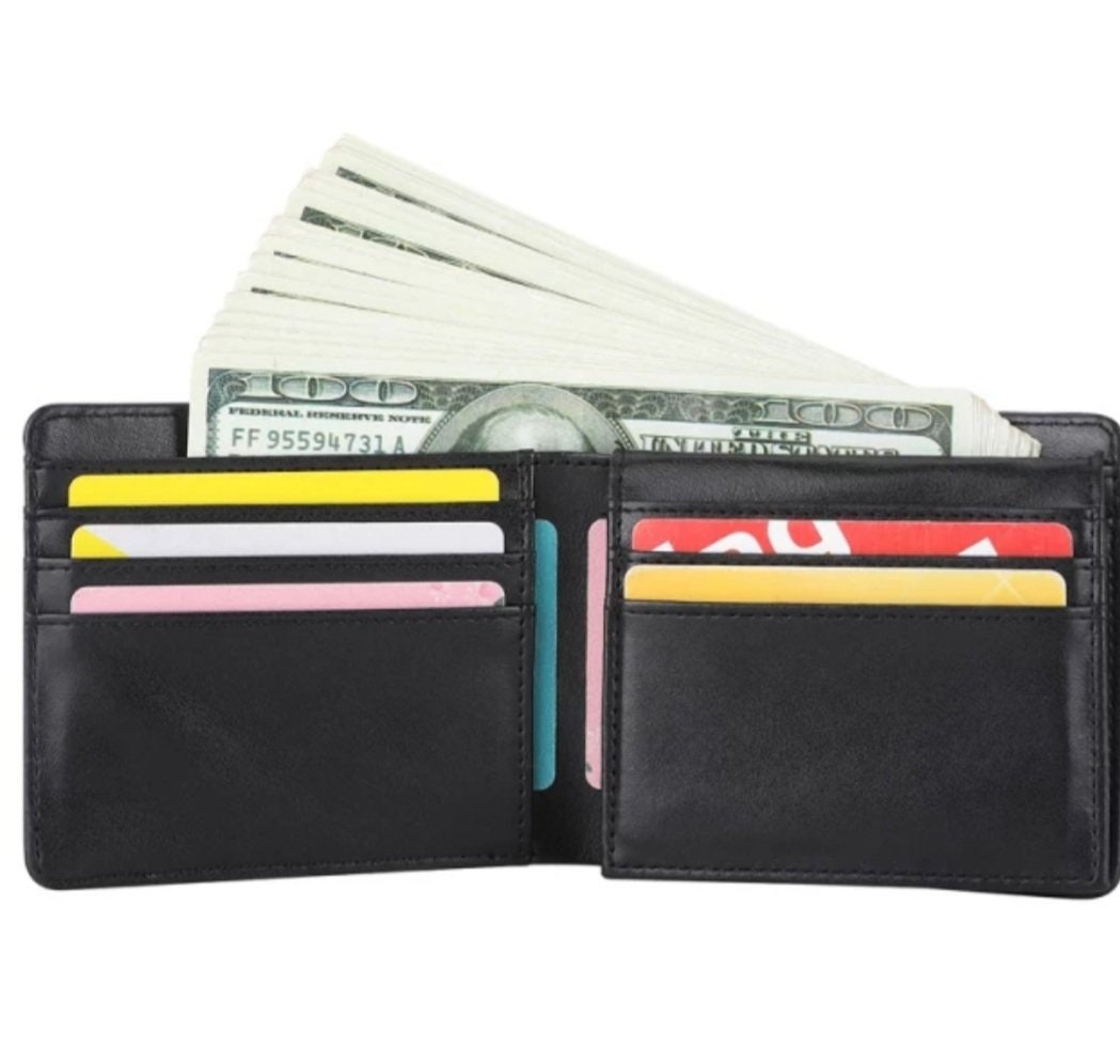 Paterr 12 Pcs Sublimation Wallet Blank for Men Heat Transfer Sublimation Wallet Bulk DIY Black PU Leather Bank Card Holder with Windows for