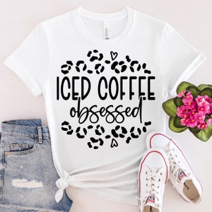 READY TO PRESS Screen Print Transfer-Iced Coffee Obsessed-Screen Print Ready For Press Heat Transfer Only Black Color