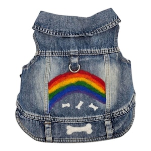 Hand Felted Denim Dog Vest