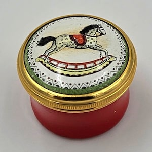 Halcyon Days England Enamel Rocking Horse Trinket/Snuff Box